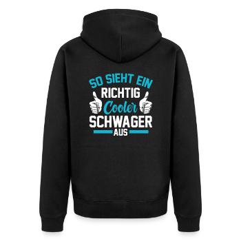 Cooler Schwager - Unisex Premium Bio Zip Hoodie - Schwarz - Hinten - Nico (187cm)
