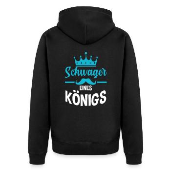 Schwager eines Königs - Unisex Premium Bio Zip Hoodie - Schwarz - Hinten - Nico (187cm)