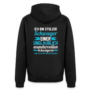 Schwager - Unisex Premium Bio Zip Hoodie - Schwarz - Hinten - Nico (187cm)