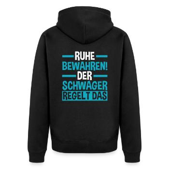 Schwager - Unisex Premium Bio Zip Hoodie - Schwarz - Hinten - Nico (187cm)