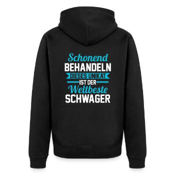 Schwager - Unisex Premium Bio Zip Hoodie - Schwarz - Hinten - Nico (187cm)
