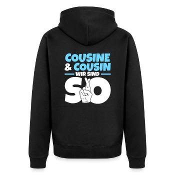 Cousine Cousin - Unisex Premium Bio Zip Hoodie - Schwarz - Hinten - Nico (187cm)