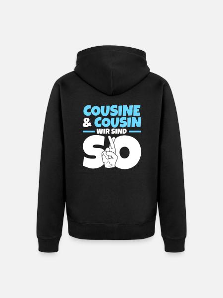 Cousine Cousin - Unisex Premium Bio Zip Hoodie - Schwarz