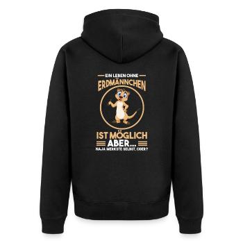 Ein Leben ohne Erdmännchen Erdmännchen - Unisex Premium Bio Zip Hoodie - Schwarz - Hinten - Nico (187cm)
