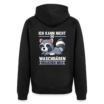 Waschbären Waschbär - Unisex Premium Bio Zip Hoodie - Schwarz - Hinten - Nico (187cm)