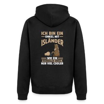 Pferd Onkel Patenonkel Isländer Reiter Pferde - Unisex Premium Bio Zip Hoodie - Schwarz - Hinten - Nico (187cm)