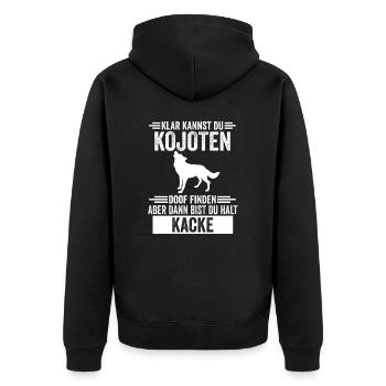 Steppenwolf Kojoten - Unisex Premium Bio Zip Hoodie - Schwarz - Hinten - Nico (187cm)