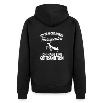 Gottesanbeterin - Unisex Premium Bio Zip Hoodie - Schwarz - Hinten - Nico (187cm)