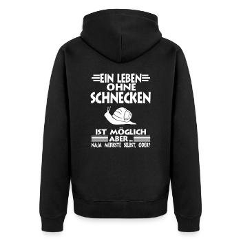 Schnecke Schnecken - Unisex Premium Bio Zip Hoodie - Schwarz - Hinten - Nico (187cm)
