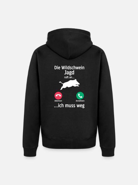 Jäger Wildschweinjäger Jagd - Unisex Premium Bio Zip Hoodie - Schwarz