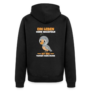 Wachteln Wachtel - Unisex Premium Bio Zip Hoodie - Schwarz - Hinten - Nico (187cm)