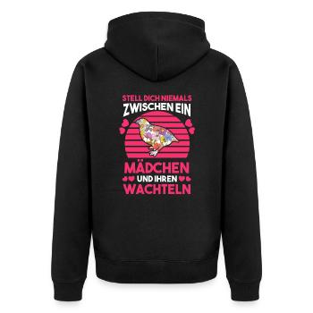 Wachtel Mädchen Wachteln - Unisex Premium Bio Zip Hoodie - Schwarz - Hinten - Nico (187cm)