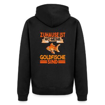 Aquarium Goldfische - Unisex Premium Bio Zip Hoodie - Schwarz - Hinten - Nico (187cm)