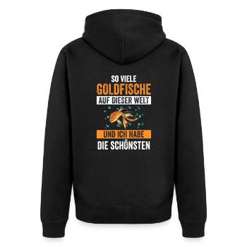 Goldfische - Unisex Premium Bio Zip Hoodie - Schwarz - Hinten - Nico (187cm)