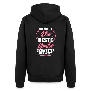 So sieht die beste große Schwester der Welt aus - Unisex Premium Bio Zip Hoodie - Schwarz - Hinten - Nico (187cm)