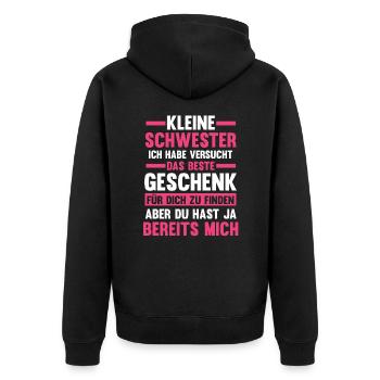 Schwestern Geschwister Schwester - Unisex Premium Bio Zip Hoodie - Schwarz - Hinten - Nico (187cm)
