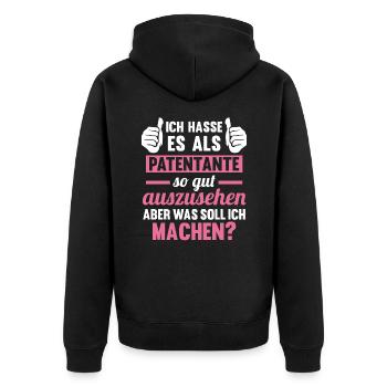 Patentante - Unisex Premium Bio Zip Hoodie - Schwarz - Hinten - Nico (187cm)