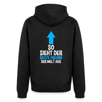 Bester Freund - Unisex Premium Bio Zip Hoodie - Schwarz - Hinten - Nico (187cm)