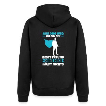 Bester Freund - Unisex Premium Bio Zip Hoodie - Schwarz - Hinten - Nico (187cm)