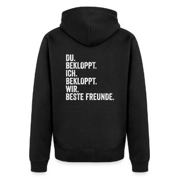 Bester Freund - Unisex Premium Bio Zip Hoodie - Schwarz - Hinten - Nico (187cm)