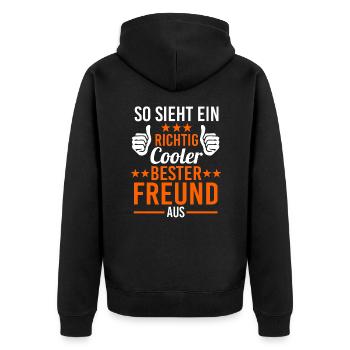 Bester Freund - Unisex Premium Bio Zip Hoodie - Schwarz - Hinten - Nico (187cm)