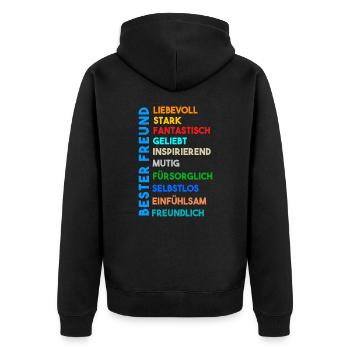 Bester Freund - Unisex Premium Bio Zip Hoodie - Schwarz - Hinten - Nico (187cm)