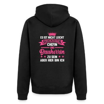 Chef Bauherrinen Hausbau Bauherrin - Unisex Premium Bio Zip Hoodie - Schwarz - Hinten - Nico (187cm)