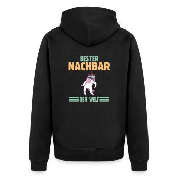 Bester Nachbar - Unisex Premium Bio Zip Hoodie - Schwarz - Hinten - Nico (187cm)