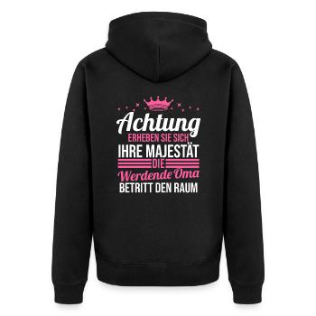 Werdende Oma - Unisex Premium Bio Zip Hoodie - Schwarz - Hinten - Nico (187cm)