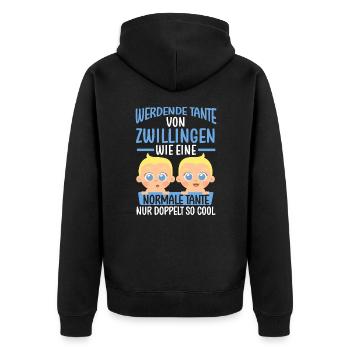 Werdende Tante von Zwillingen - Unisex Premium Bio Zip Hoodie - Schwarz - Hinten - Nico (187cm)