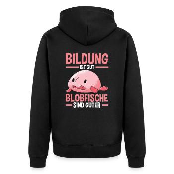 Blobfisch - Unisex Premium Bio Zip Hoodie - Schwarz - Hinten - Nico (187cm)