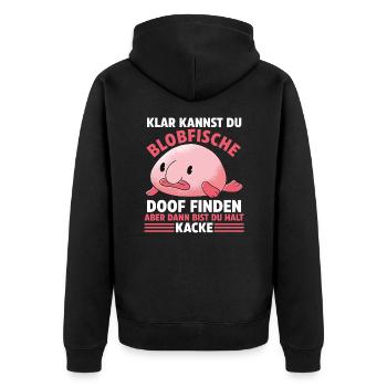 Blobfisch - Unisex Premium Bio Zip Hoodie - Schwarz - Hinten - Nico (187cm)