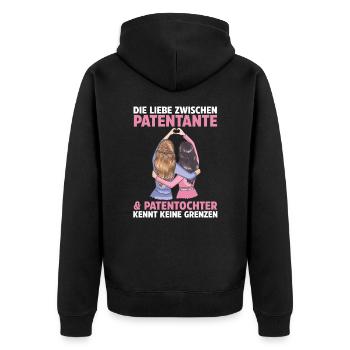 Patentochter Taufe Patenonkel Pate - Unisex Premium Bio Zip Hoodie - Schwarz - Hinten - Nico (187cm)
