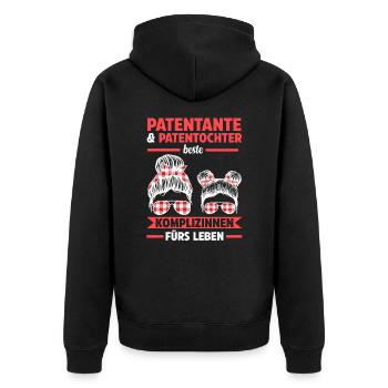 Patentochter Patin Patentante - Unisex Premium Bio Zip Hoodie - Schwarz - Hinten - Nico (187cm)