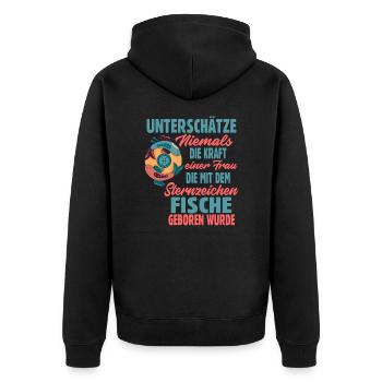 Sternzeichen Fische - Unisex Premium Bio Zip Hoodie - Schwarz - Hinten - Nico (187cm)