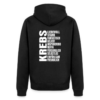 Sternzeichen Krebs - Unisex Premium Bio Zip Hoodie - Schwarz - Hinten - Nico (187cm)