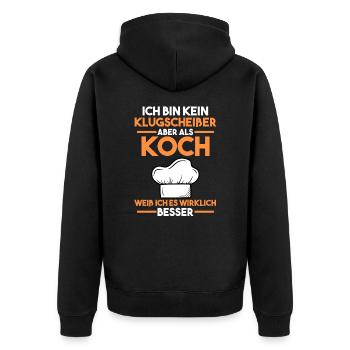 Koch Küchenchef Sternekoch - Unisex Premium Bio Zip Hoodie - Schwarz - Hinten - Nico (187cm)