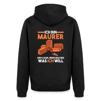 Maurer - Unisex Premium Bio Zip Hoodie - Schwarz - Hinten - Nico (187cm)