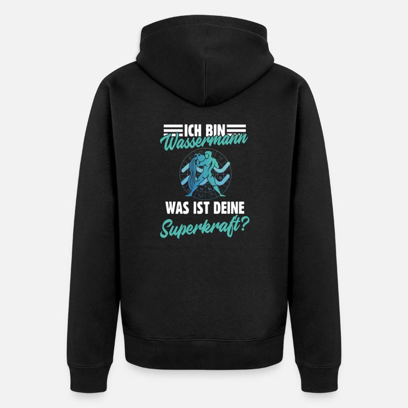 Sternzeichen Wassermann - Unisex Premium Bio Zip Hoodie - Schwarz