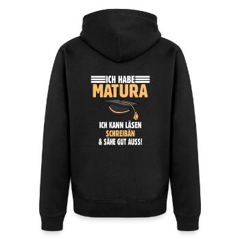 Maturanten Matura - Unisex Premium Bio Zip Hoodie - Schwarz - Hinten - Nico (187cm)