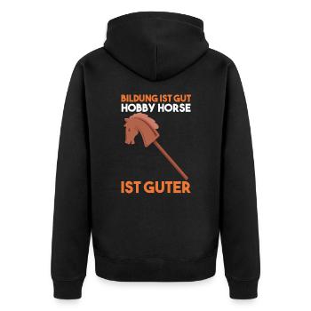 Steckenpferd Hobby Horse - Unisex Premium Bio Zip Hoodie - Schwarz - Hinten - Nico (187cm)