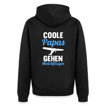 Modellfliegen Papa Vater Vatertag Modellflieger - Unisex Premium Bio Zip Hoodie - Schwarz - Hinten - Nico (187cm)