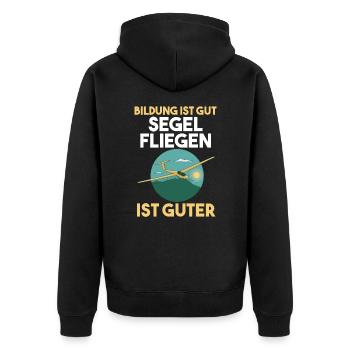 Segelfliegen Segelflieger - Unisex Premium Bio Zip Hoodie - Schwarz - Hinten - Nico (187cm)