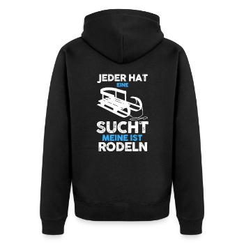 Wintersport Schlitten Rodeln - Unisex Premium Bio Zip Hoodie - Schwarz - Hinten - Nico (187cm)