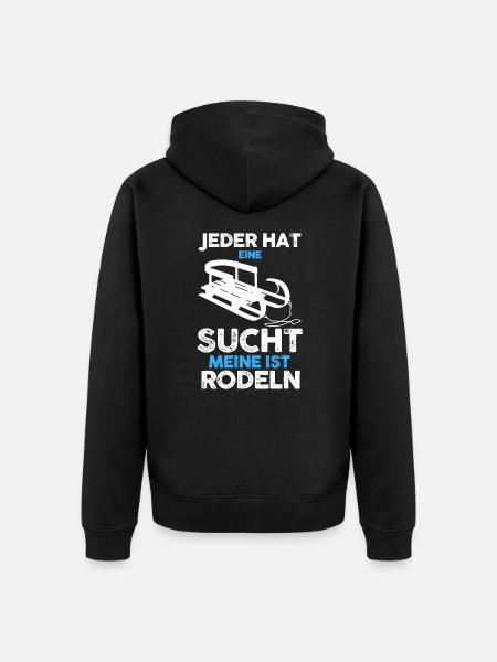 Wintersport Schlitten Rodeln - Unisex Premium Bio Zip Hoodie - Schwarz