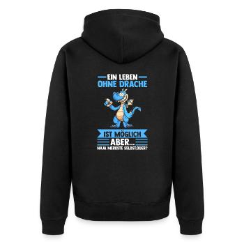 Drachen - Unisex Premium Bio Zip Hoodie - Schwarz - Hinten - Nico (187cm)