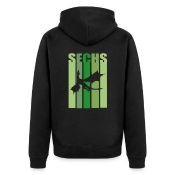 6 Jahre Drache Sechster Geburtstag Drachen - Unisex Premium Bio Zip Hoodie - Schwarz - Hinten - Nico (187cm)