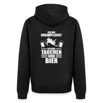 Taucher Tauchen Bier Tauchlehrer - Unisex Premium Bio Zip Hoodie - Schwarz - Hinten - Nico (187cm)