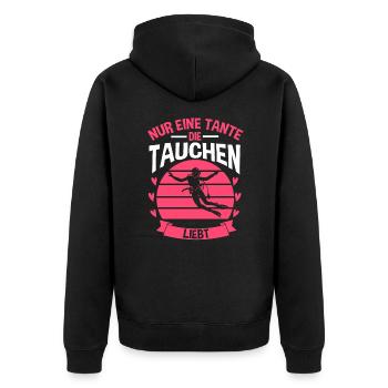 Tauchen Tante Tauchlehrer Taucher - Unisex Premium Bio Zip Hoodie - Schwarz - Hinten - Nico (187cm)