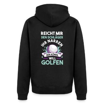 Golf Golfer - Unisex Premium Bio Zip Hoodie - Schwarz - Hinten - Nico (187cm)